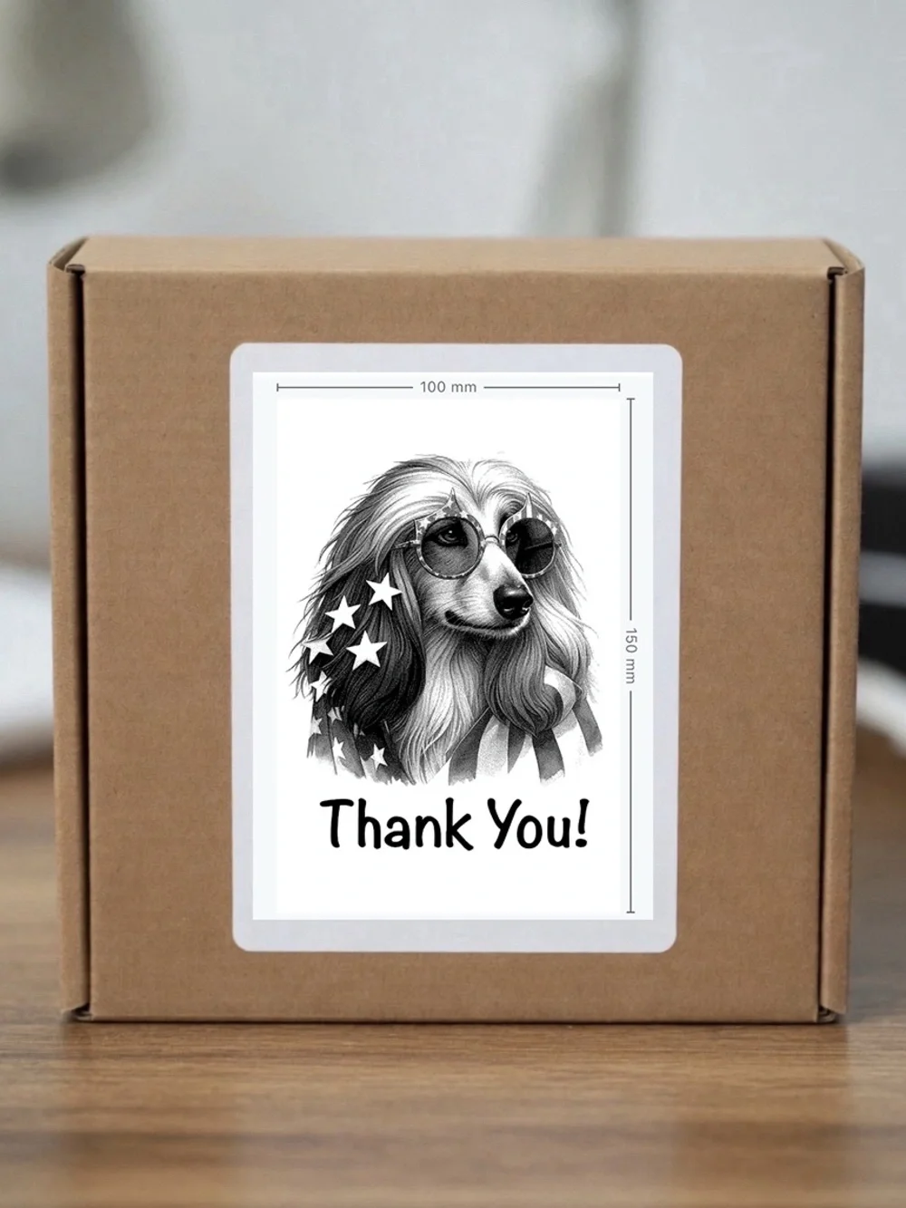 Patriotic Pup Thank You Stickers  4”x6”-100ct.